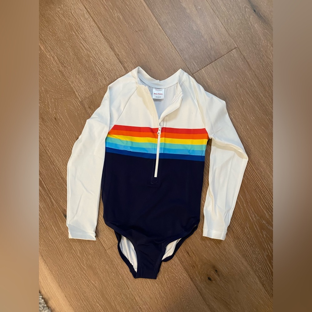 Hanna Andersson Long Sleeve Rainbow Rash Guard Swimsuit - NIB - Size 120 (6/7)